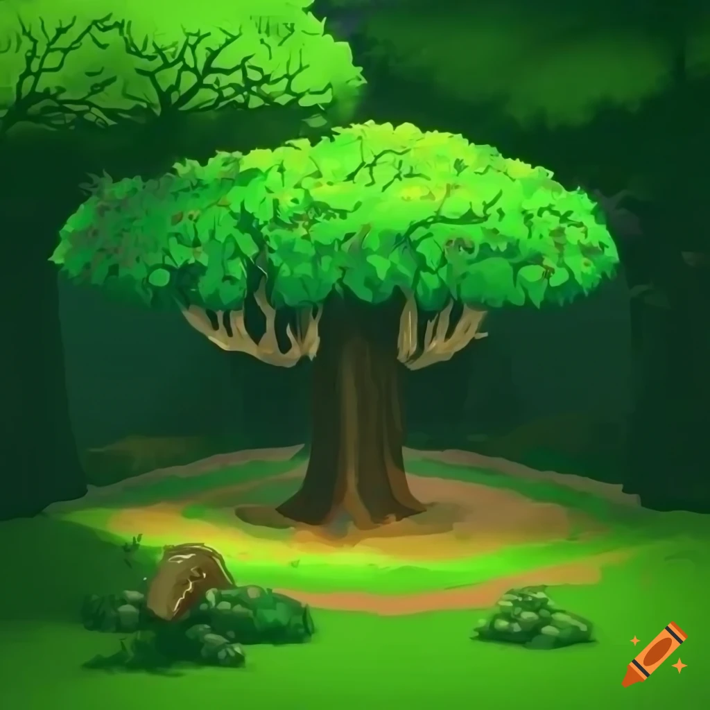 2d isometric game art of a majestic camphor tree in autumn on Craiyon