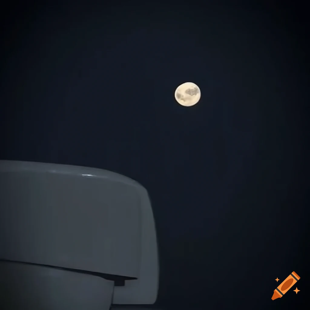 floating toilet with a moon in the background