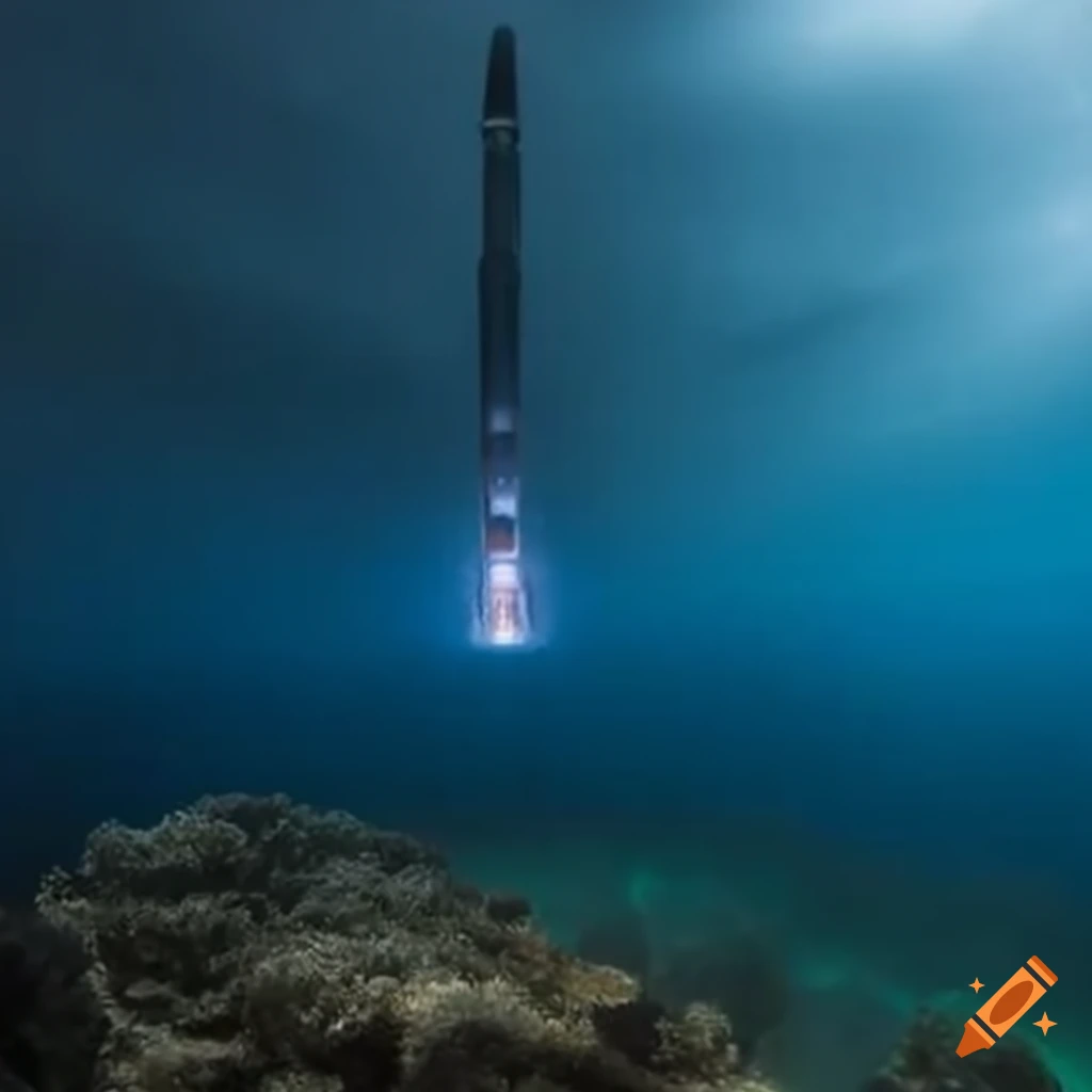 rocket emerging from the ocean