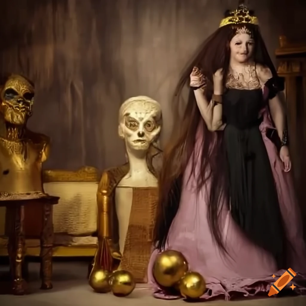 fantasy scene with a powerful princess and a menacing king