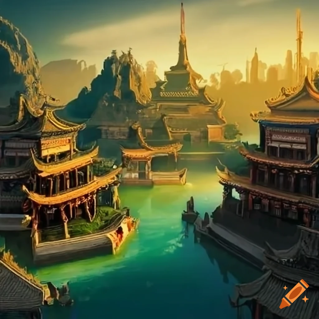Landscape of an ancient chinese kingdom capital city on Craiyon