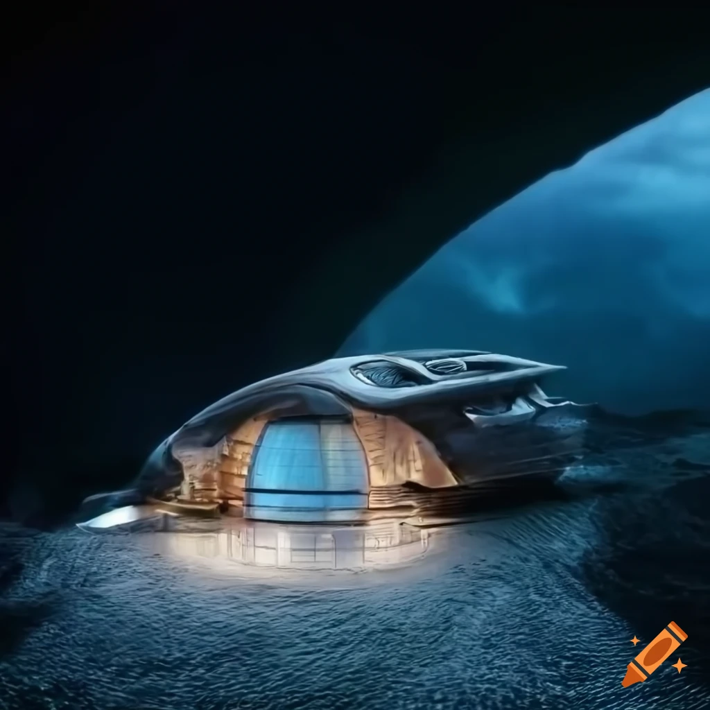 photograph of a futuristic spaceship-like house