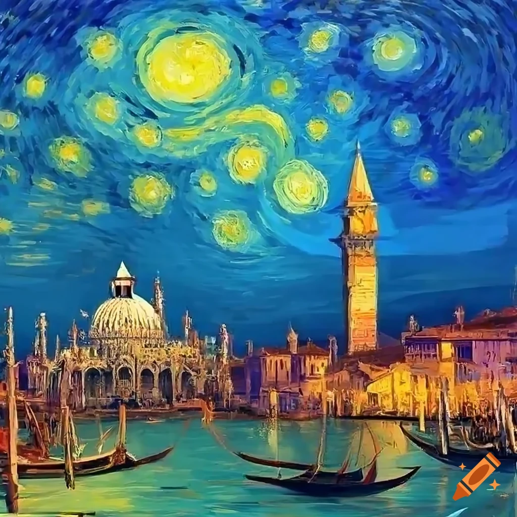 Vibrant and detailed painting of a starry night over the rhône on Craiyon