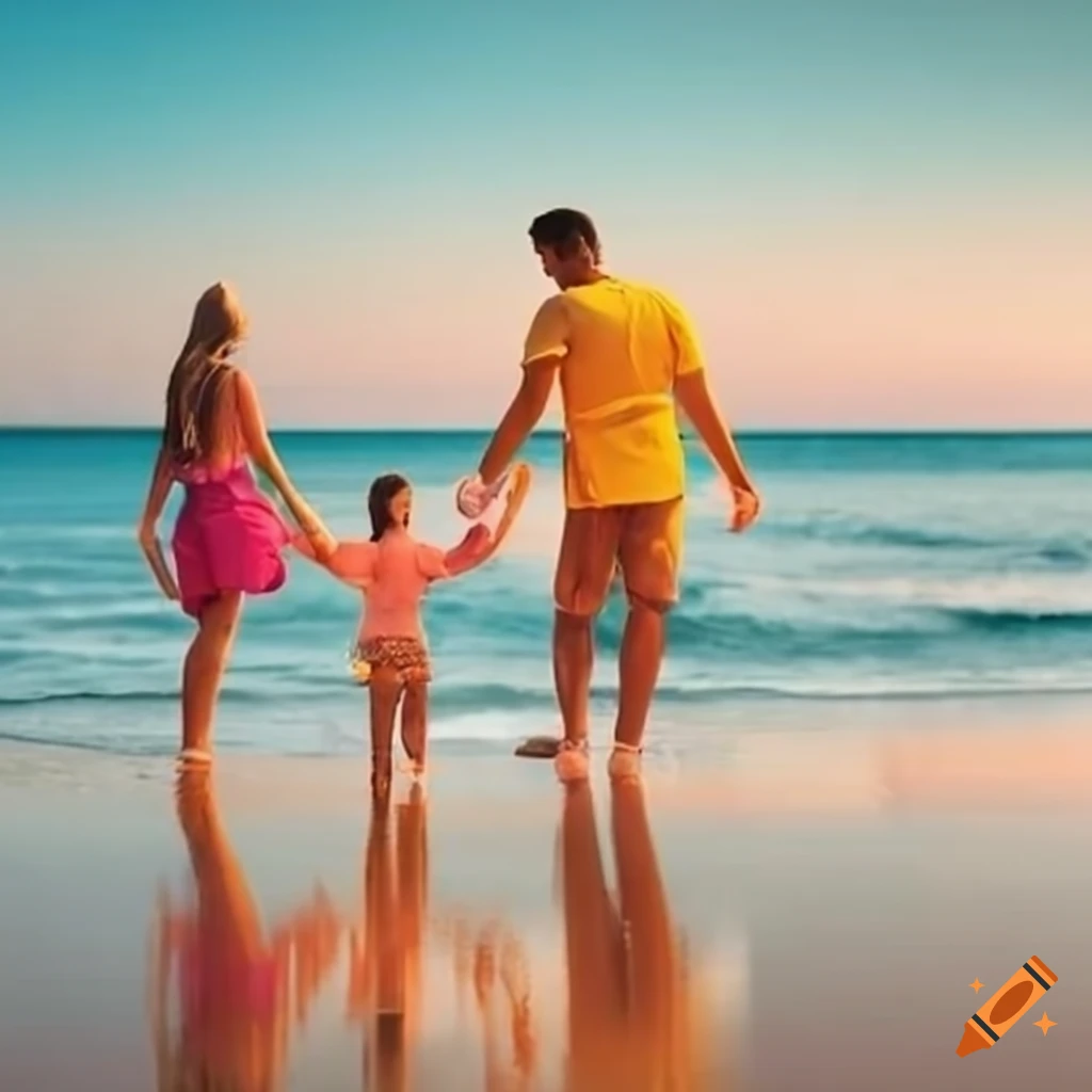 family photo on the beach