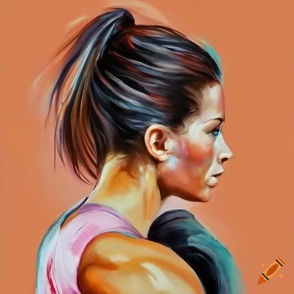 Oil painting style portrait of a white woman in profile on Craiyon