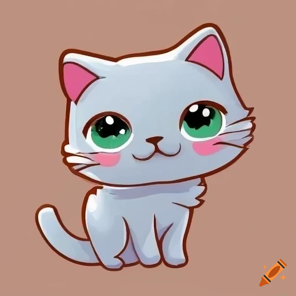adorable tiny white cat, crouching, playful, happy, kawaii style  illustration, flat icon, drawing, generat ai 22713085 Stock Photo at  Vecteezy