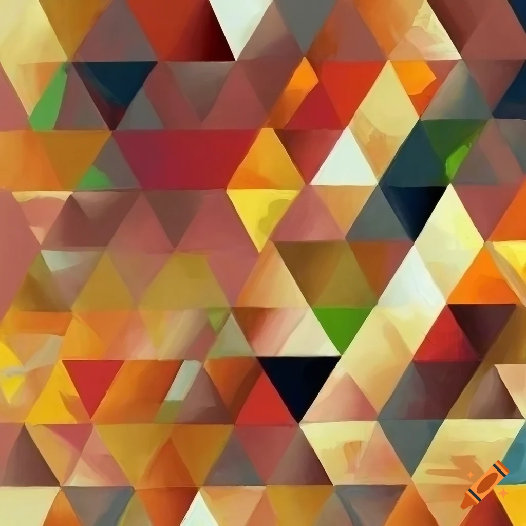 abstract cubist painting with autumn leaves and gold texture