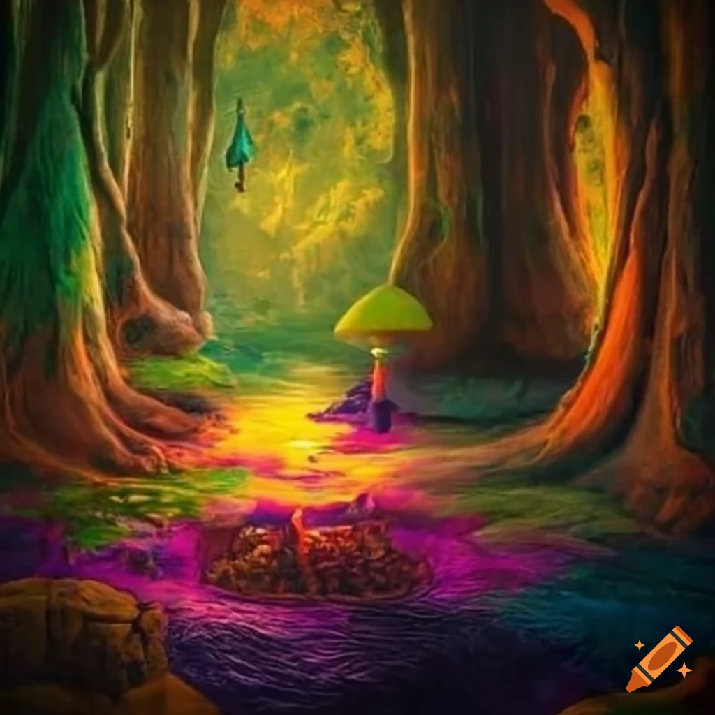 enchanting scene from a hippie realm