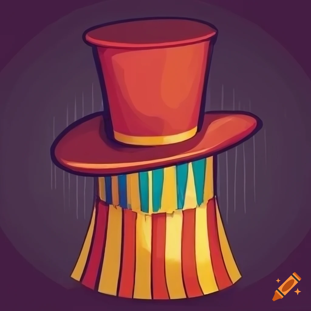 illustration of a top hat in circus style