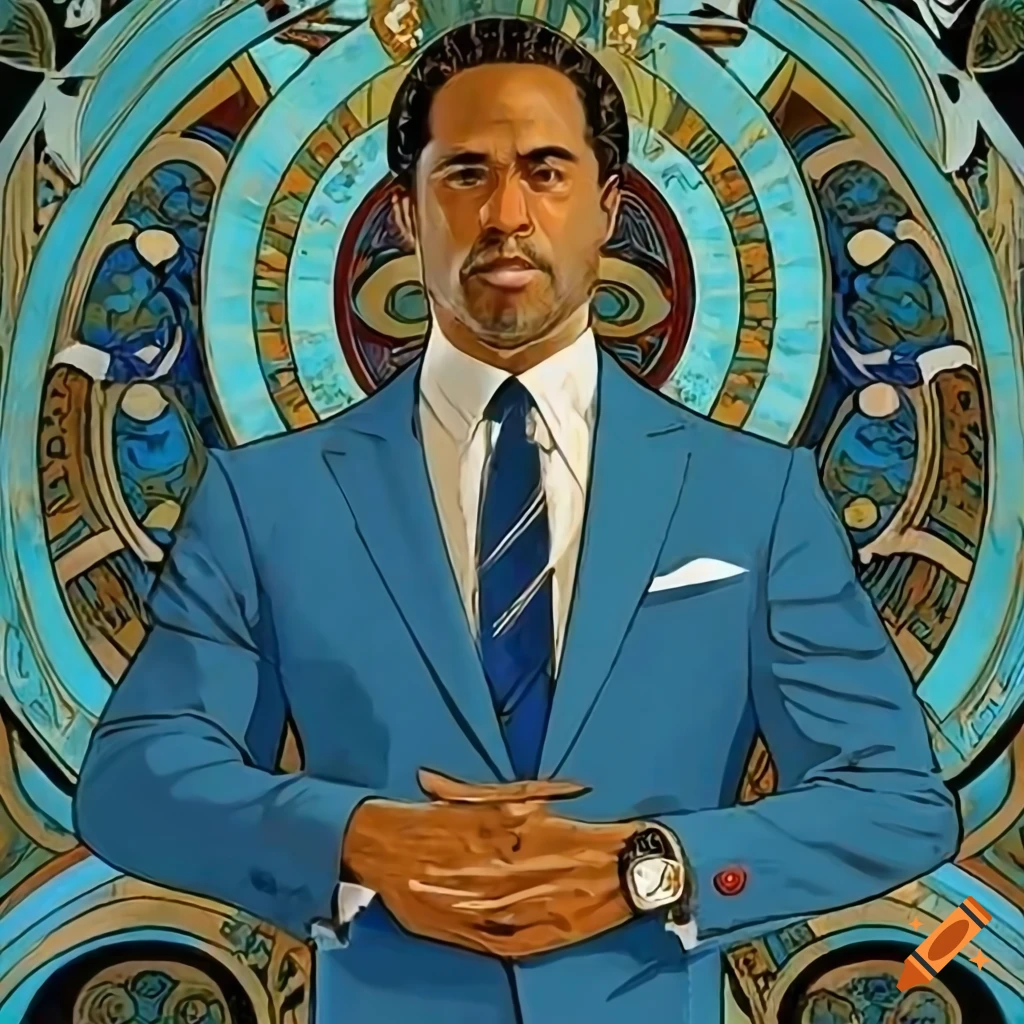 Art nouveau depiction of rico tubbs from miami vice on Craiyon