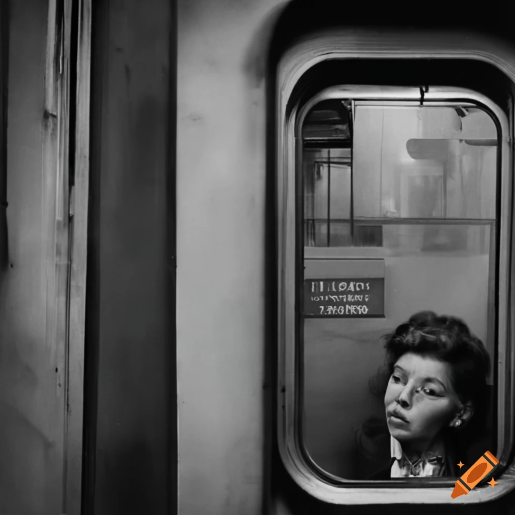 Dorothea Lange-inspired photograph of a busy subway window