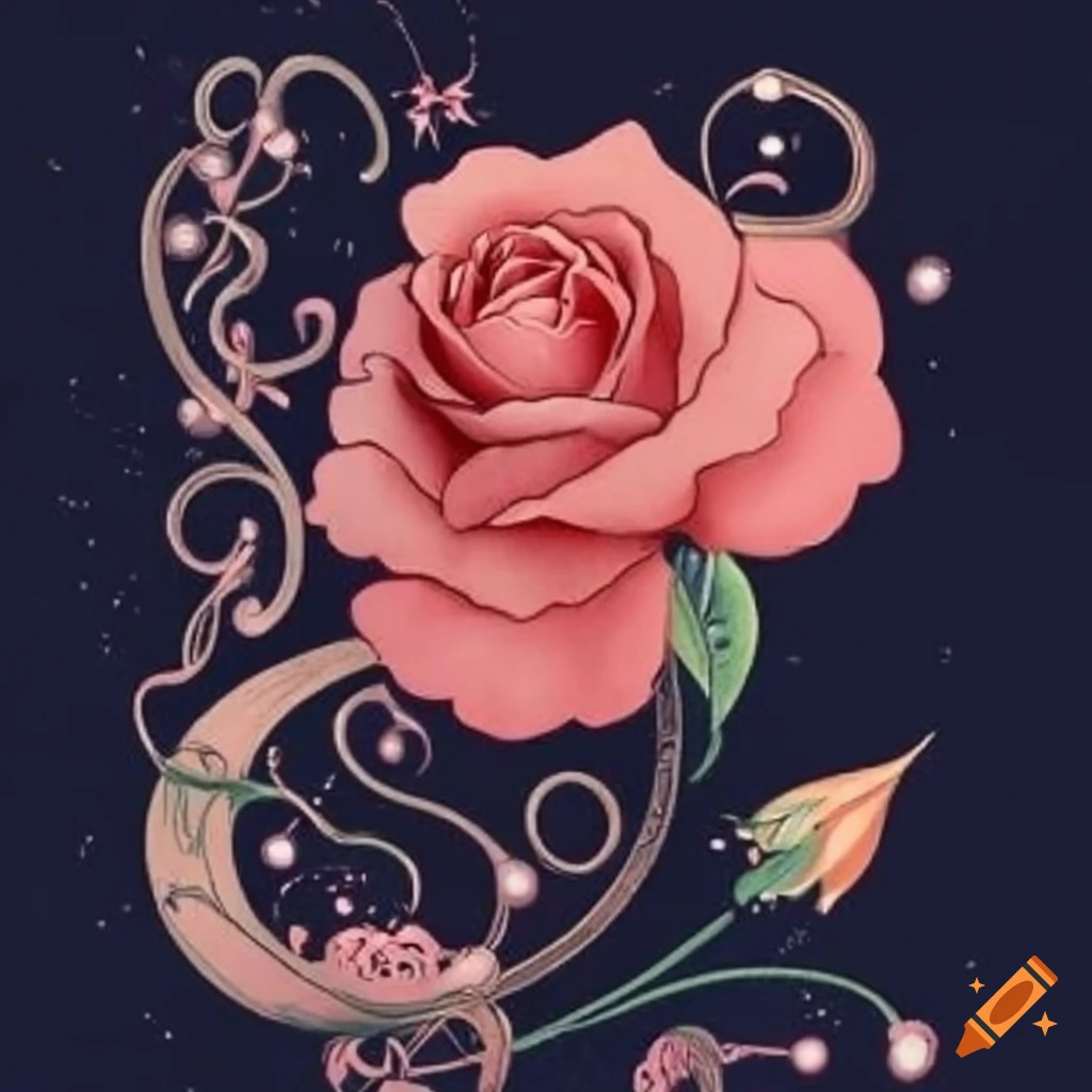 Art Nouveau rose by Aubrey Beardsley