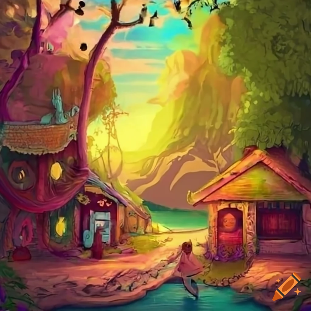 enchanting scene from a hippie realm