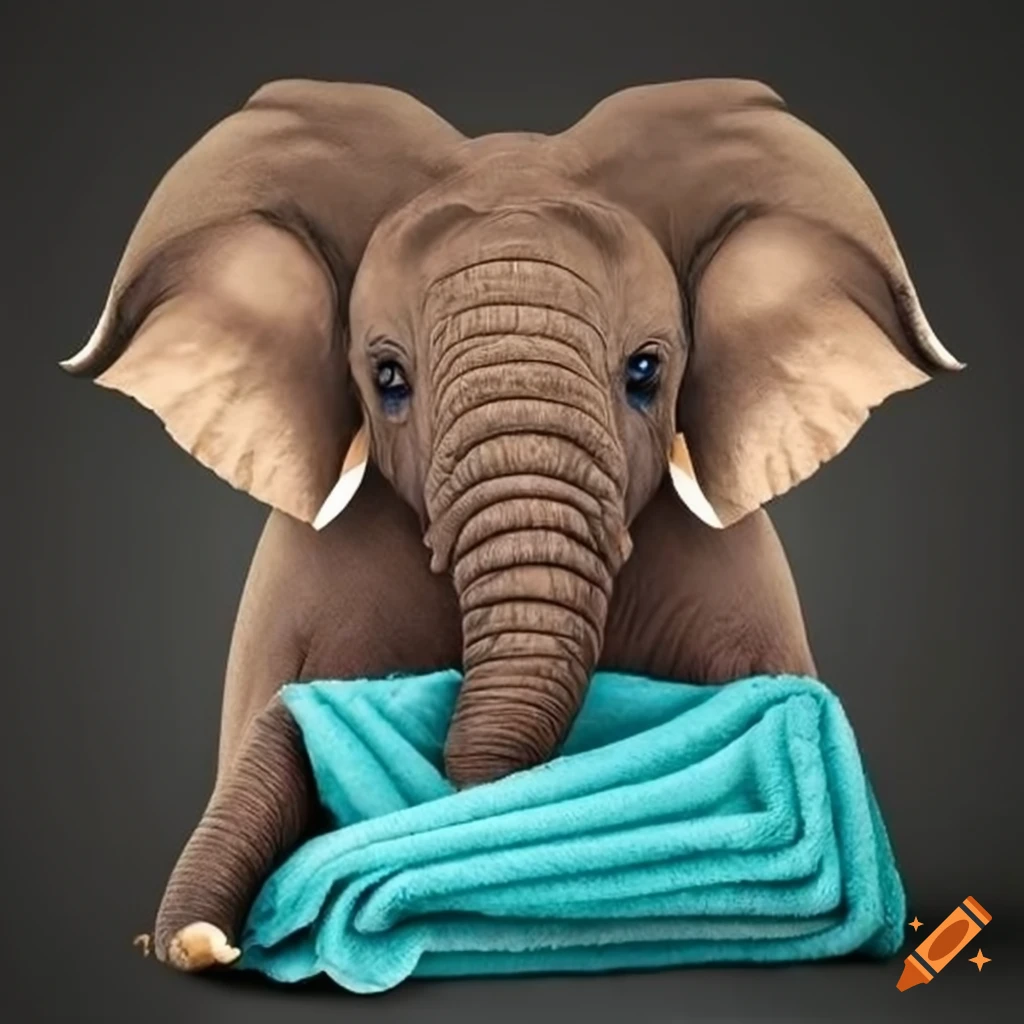 Elephant standing on towels on Craiyon