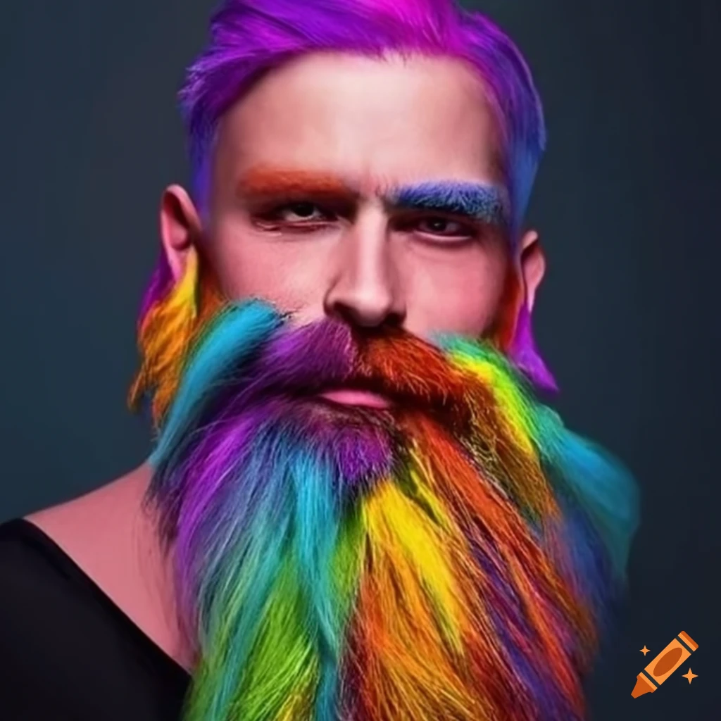 Colorful beard on a man's face on Craiyon