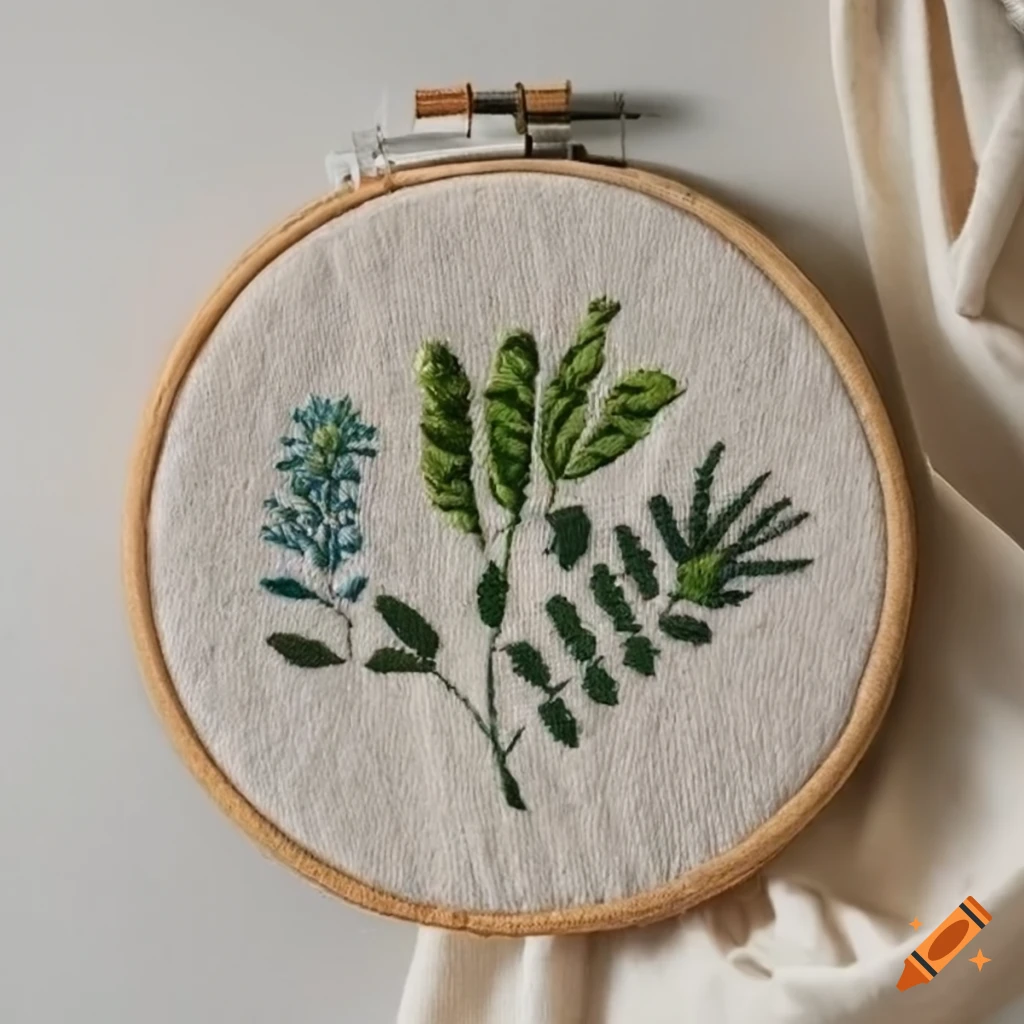 Photo inspiration: Visual Reference: Vintage Embroidery Hoop With Botanical Motifs On Craiyon