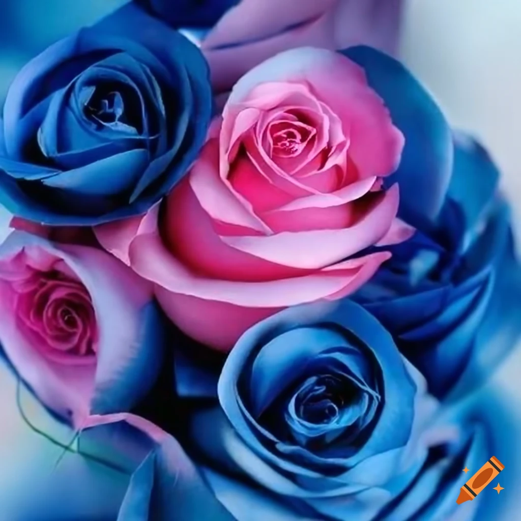 Line of navy blue and pink roses
