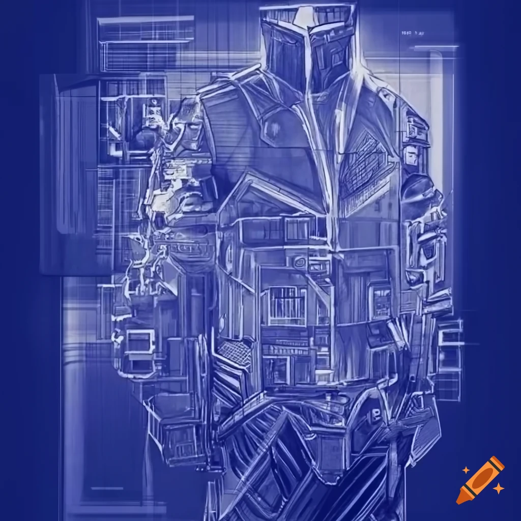 detailed blueprint of Tony Stark's restraining jacket system