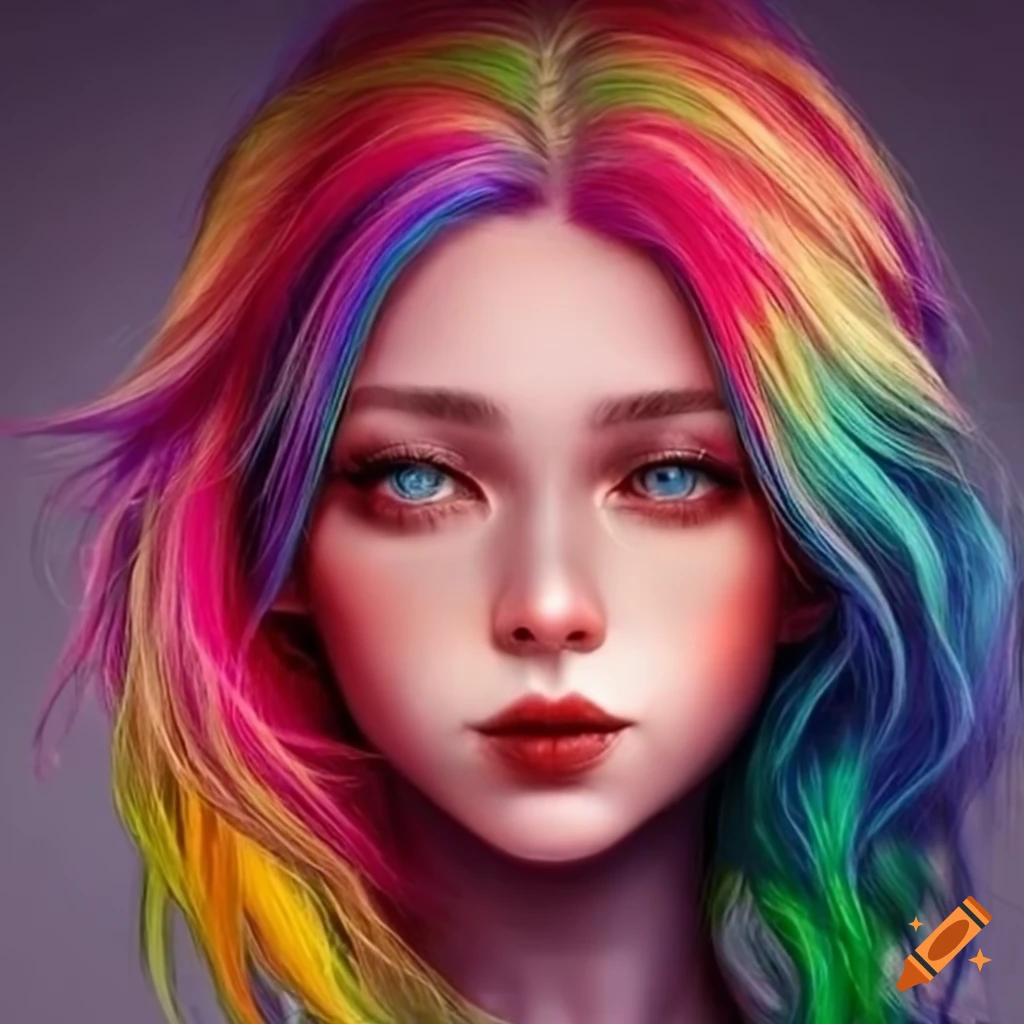 Portrait of a girl with rainbow hair