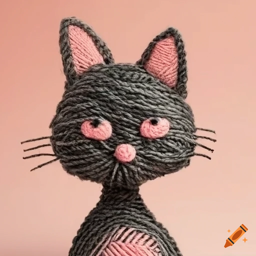 Handmade yarn cat sculpture on Craiyon