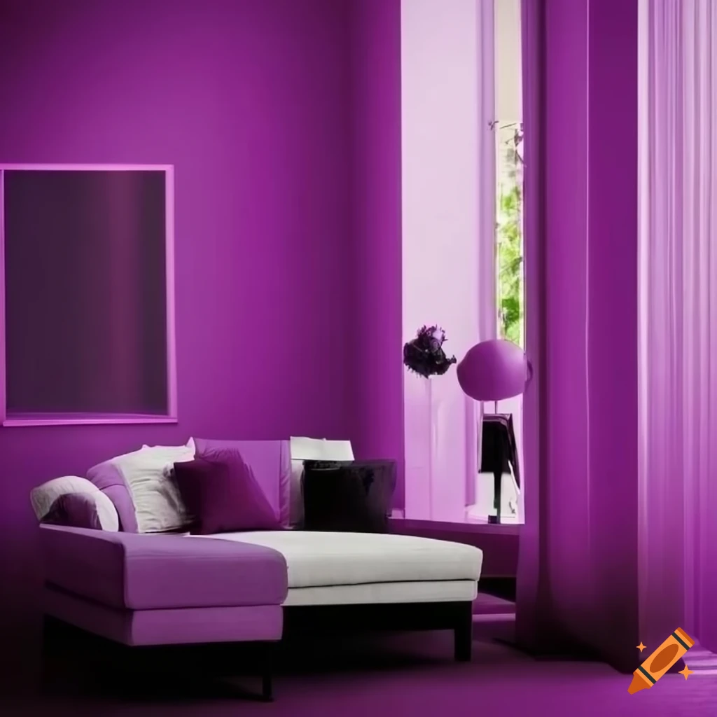 Modern Living Room With Purple And Black Accents On Craiyon