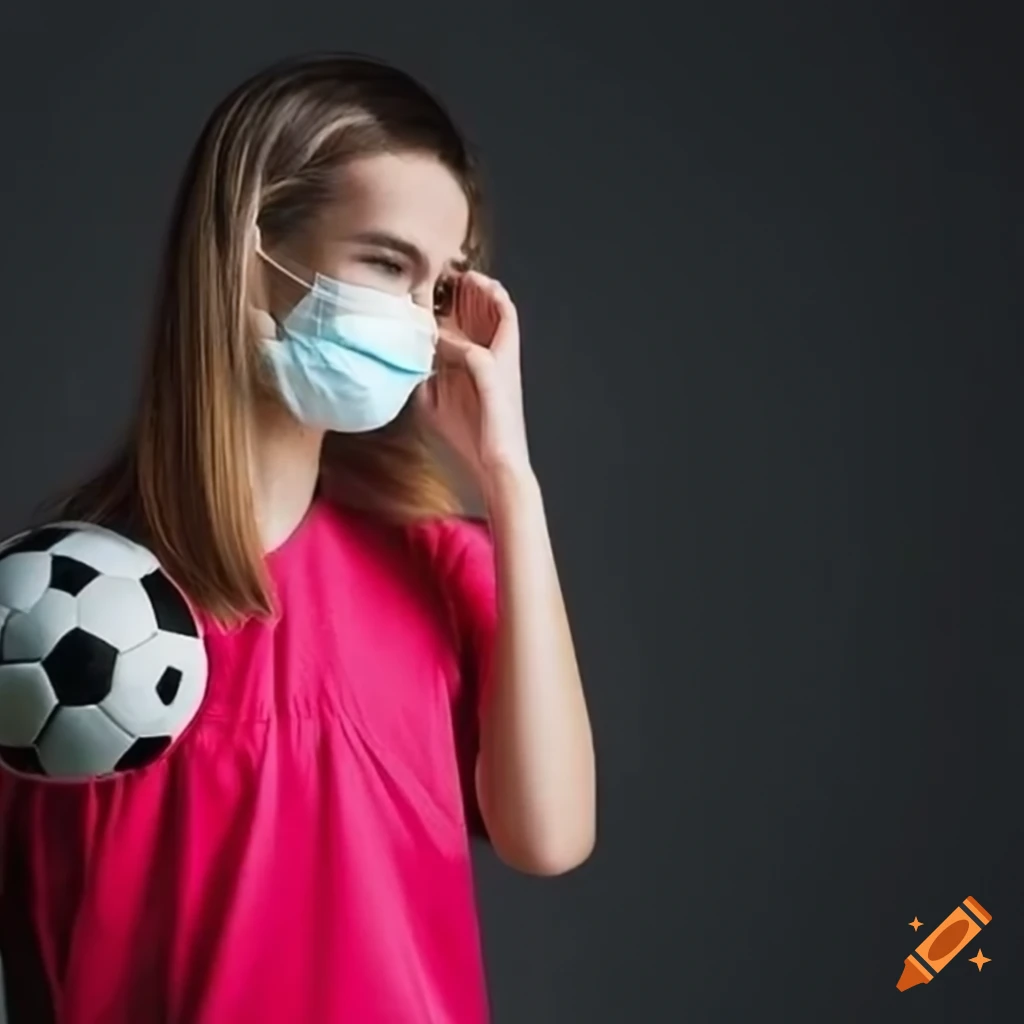 Fashionable soccer player wearing a medical mask on Craiyon