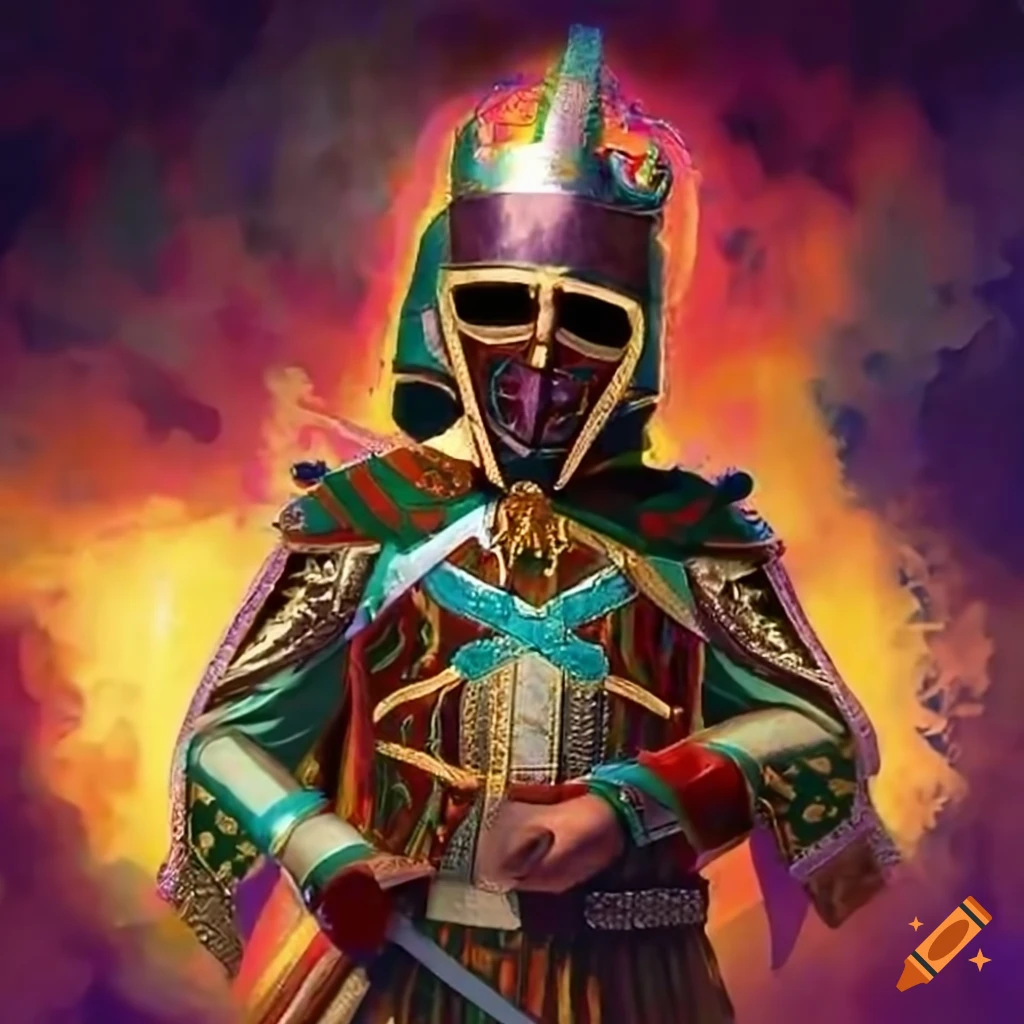 Dillon E.T.'s costume representing the Horseman of Conquest