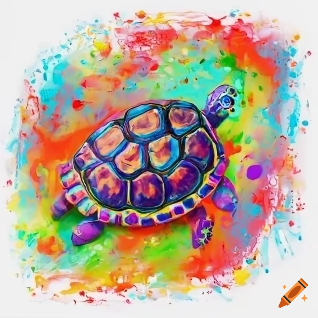 colorful turtle artwork on white background