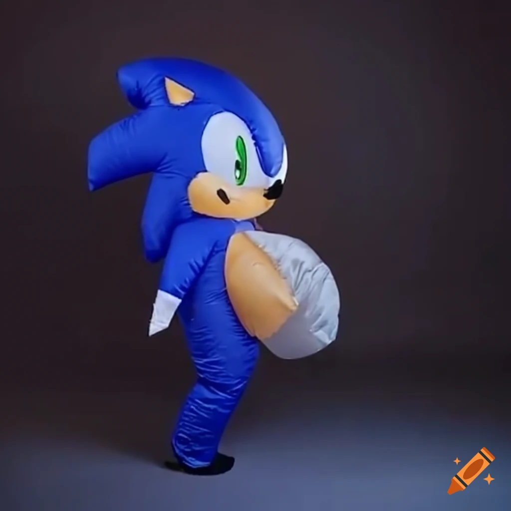 Child wearing inflatable sonic costume on Craiyon