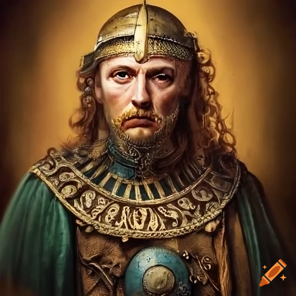 portrait of a pagan warrior king from 9th century