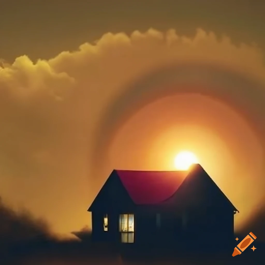 sunset with a house in the foreground