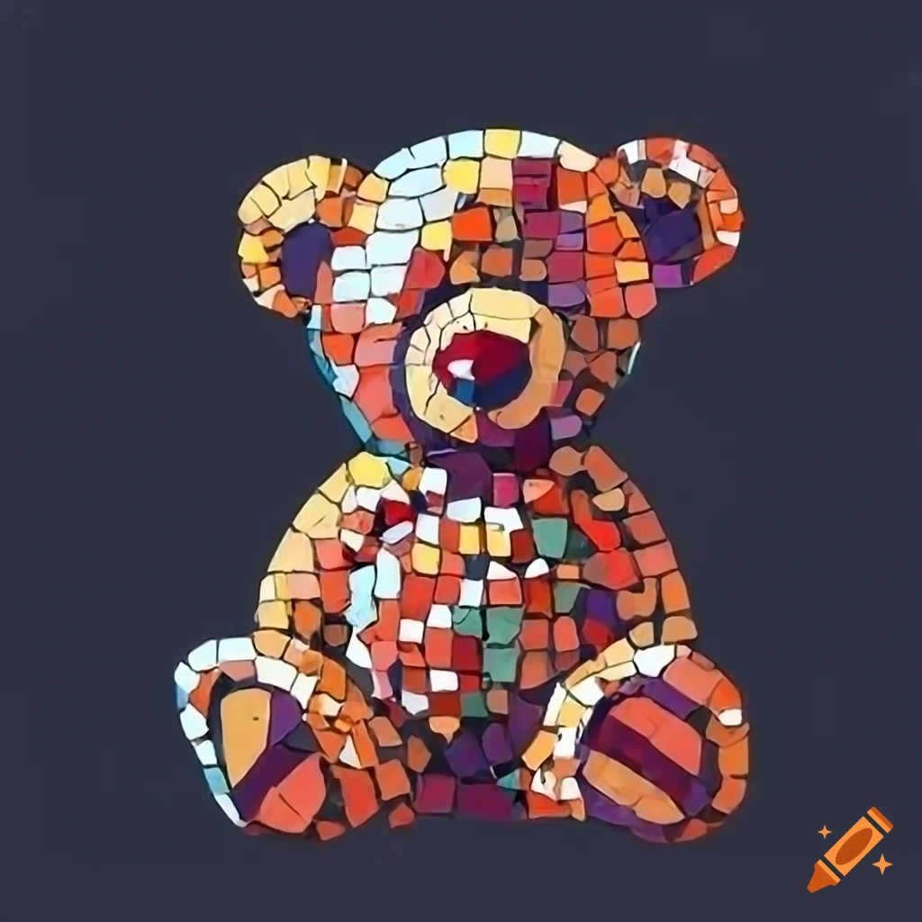 Mosaic of a teddy bear on Craiyon