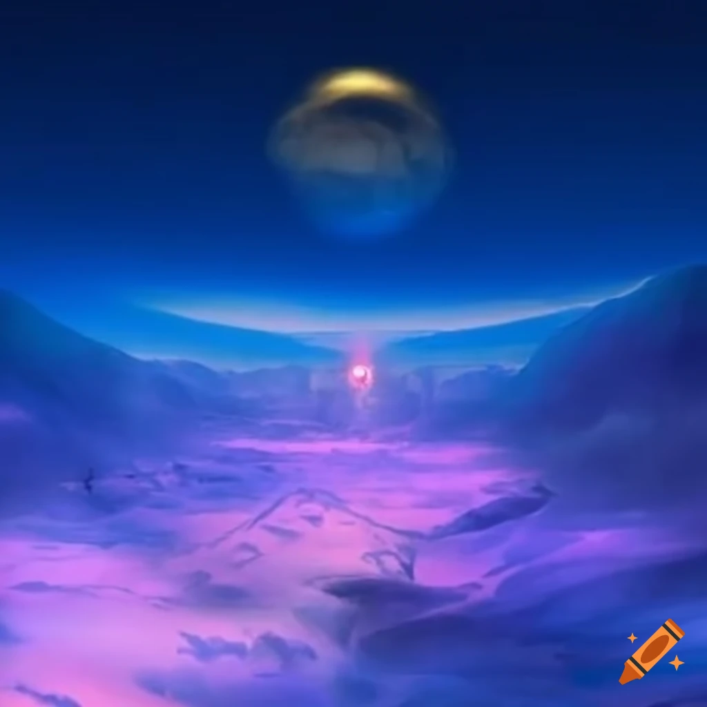 A stunning cute anime-style purpleish landscape in 4k resolution gif