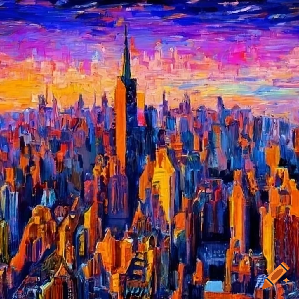 Vibrant nyc skyline painting on Craiyon