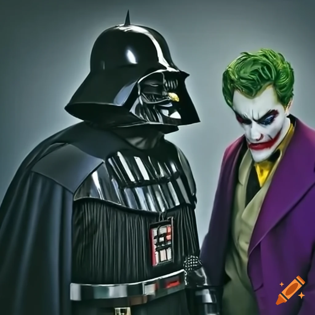 Darth vader and joker having a conversation on Craiyon