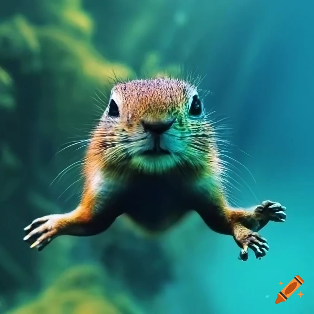 scuba-diving ground squirrel in San Sebastian