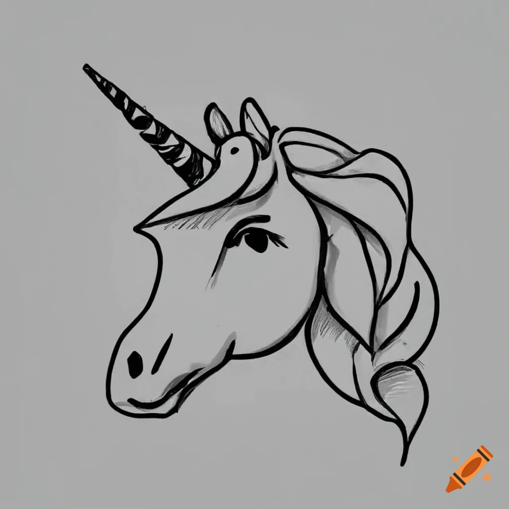 Unicorn Horse Sketch Of Animal Head With Horn Stock Illustration - Download  Image Now - Unicorn, Animal, Animal Body Part - iStock