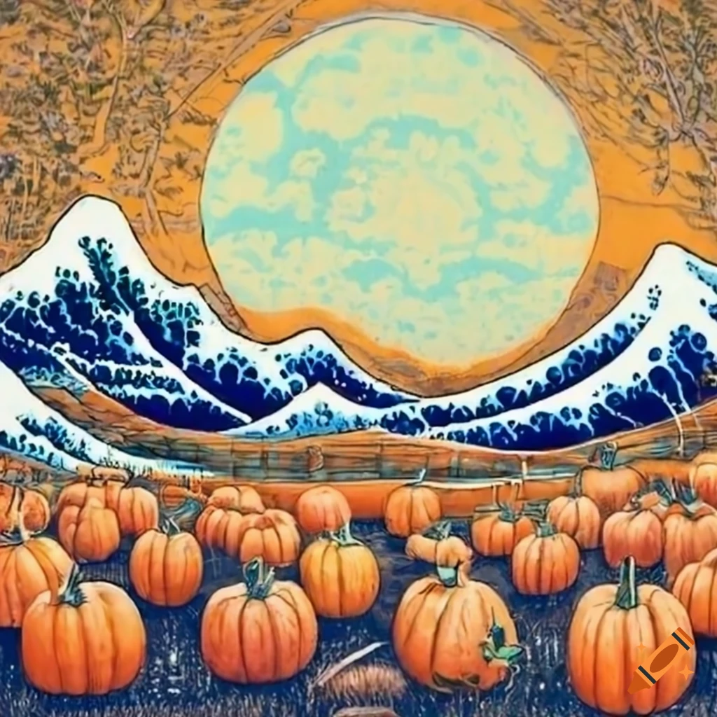 pumpkin patch inspired by Hokusai