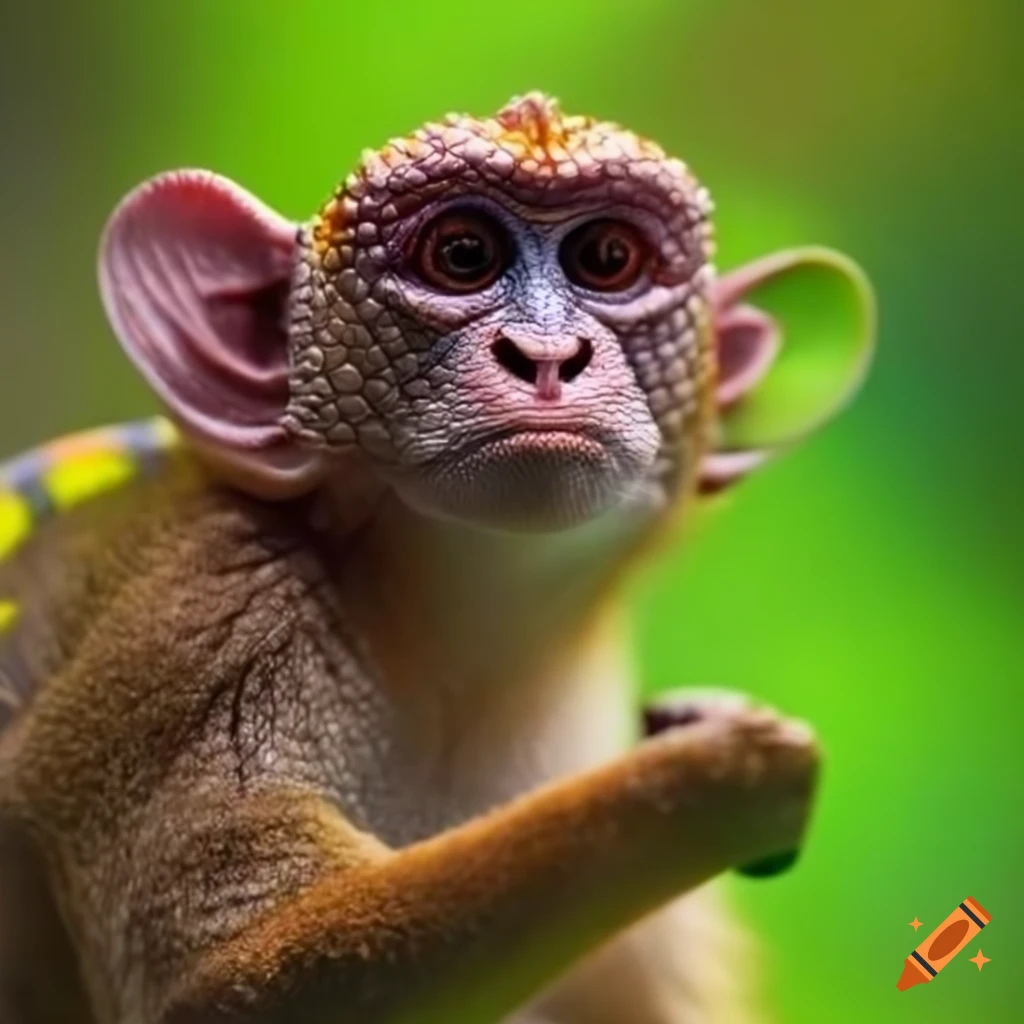 image of a monkey mixed with a chameleon