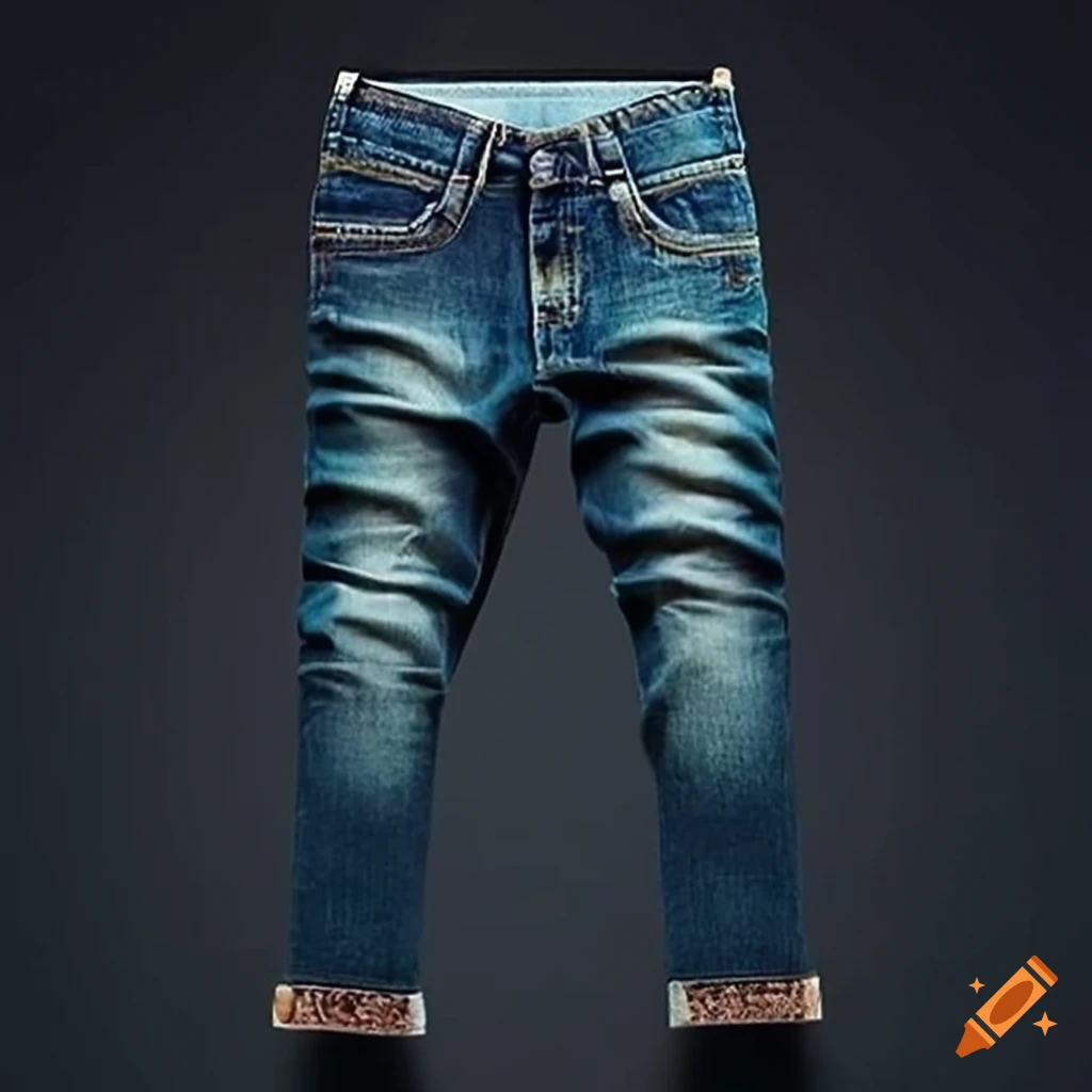 Trendy and stylish men's jeans with modern fabric wash on Craiyon