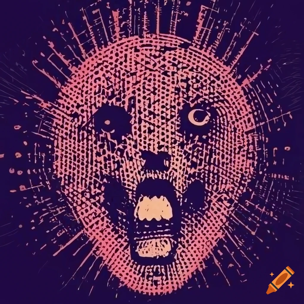 Poster with abstract animal head and halftone design on Craiyon