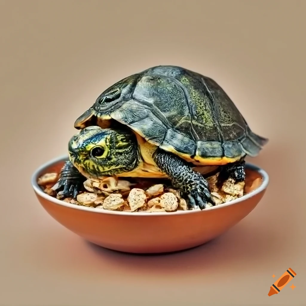 western pond turtle in a bowl of cereal