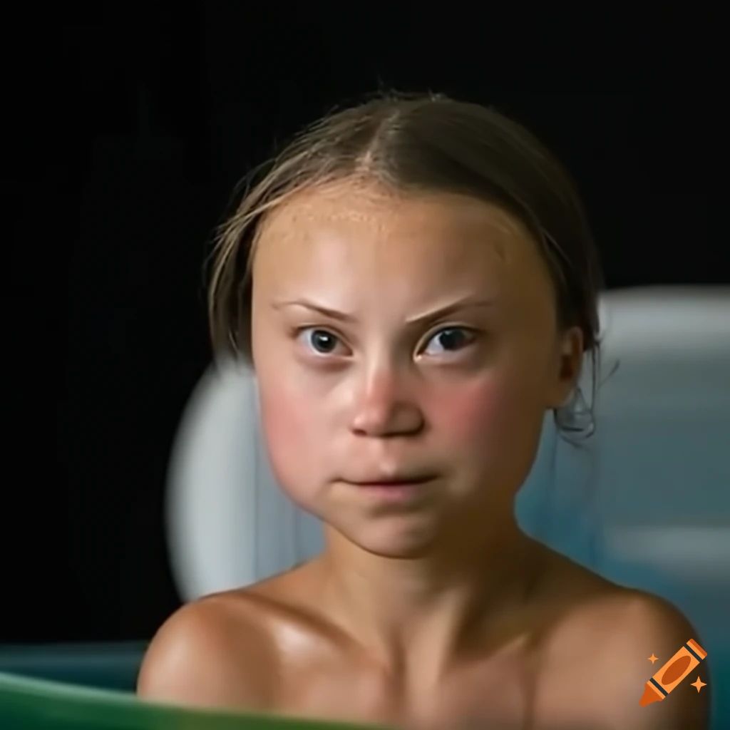 Greta Thunberg relaxing in the bath