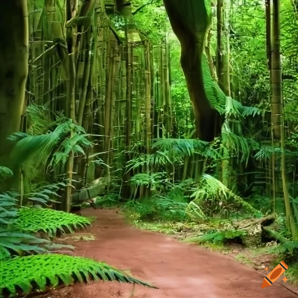 Serene bamboo forest and japanese garden with sunlight on Craiyon