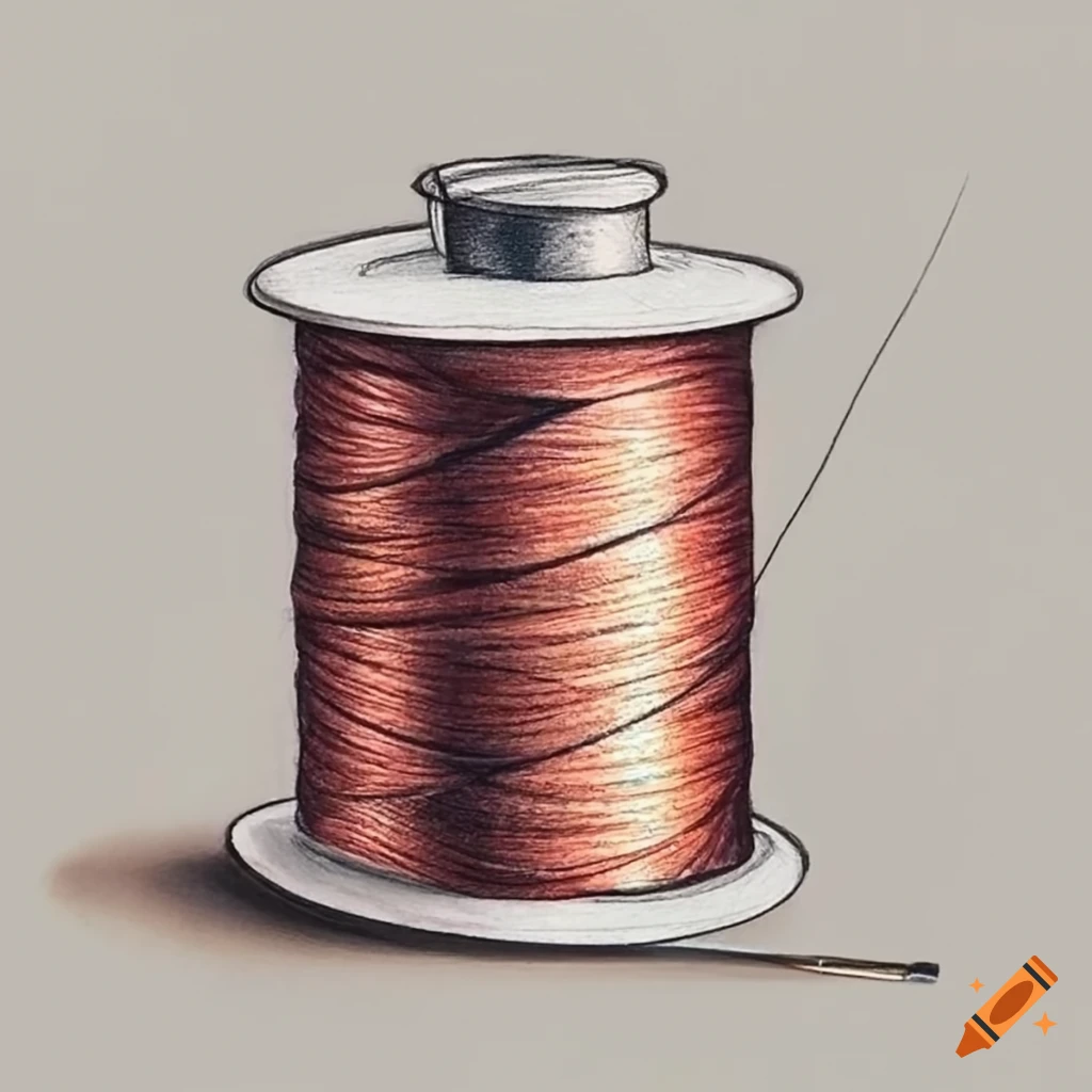 Realistic drawing of a needle and thread on Craiyon