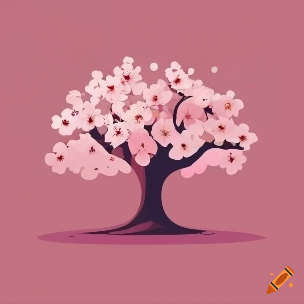 minimalist vector logo of a cherry blossom tree