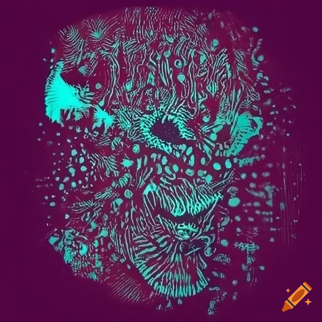 Poster with abstract animal head and halftone design on Craiyon