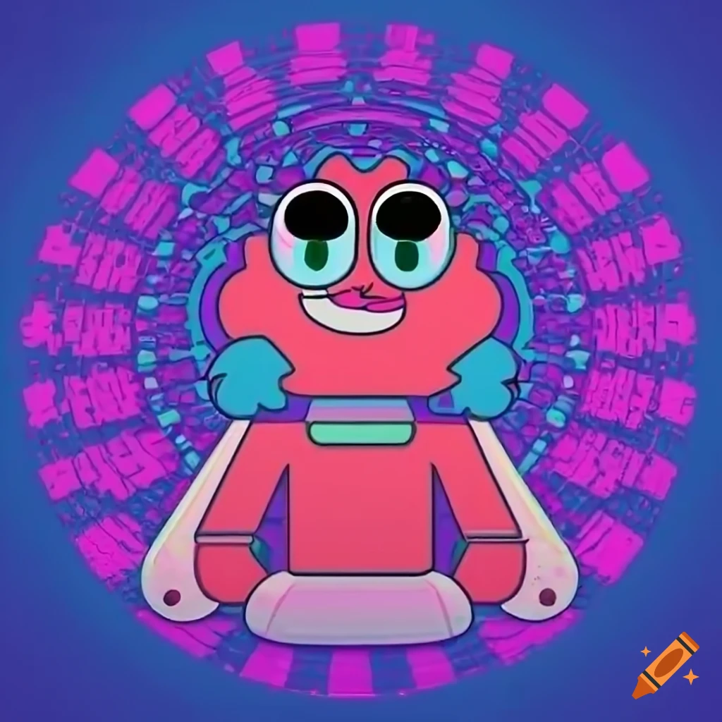 Vaporwave style illustration of gumball watterson