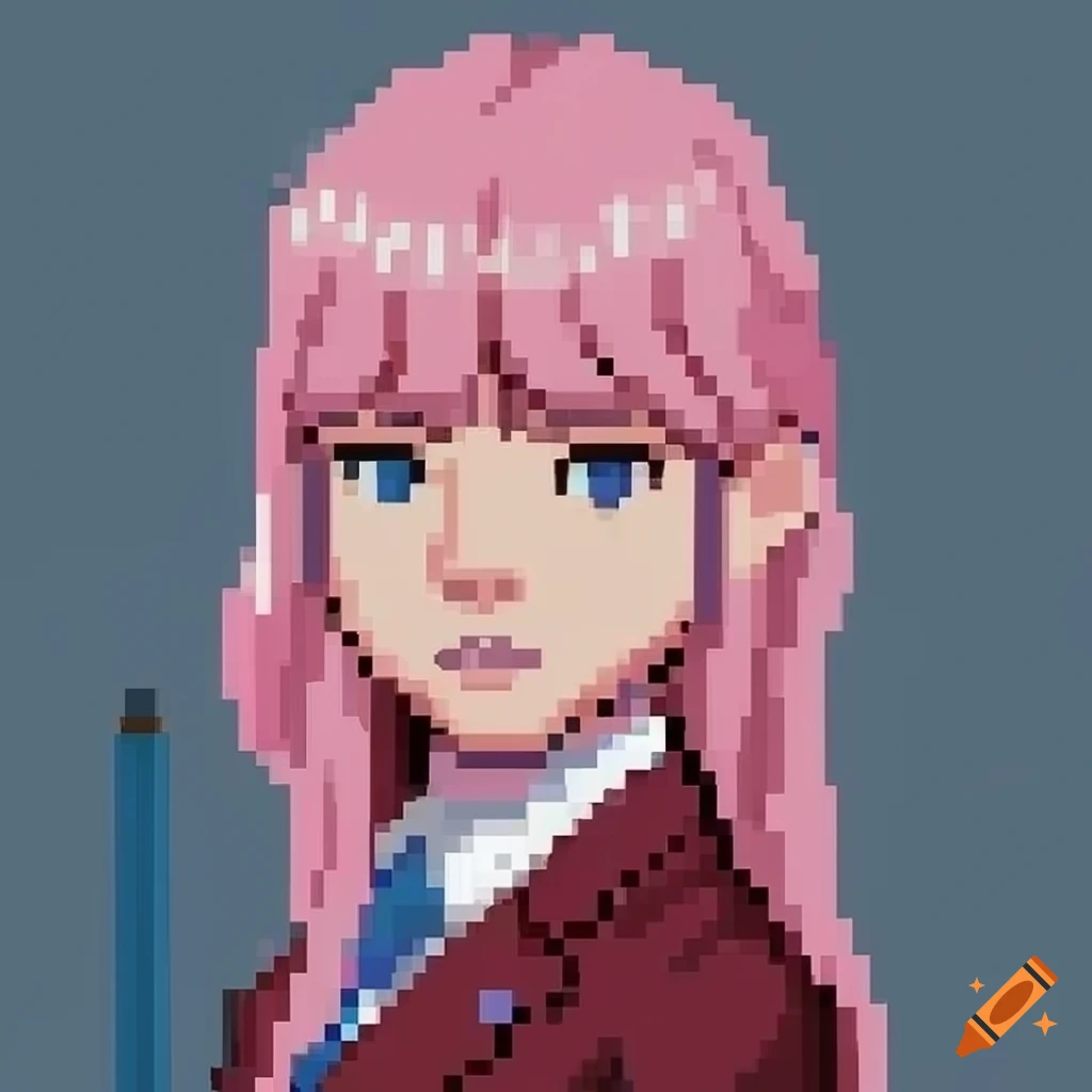 Pixel art of signal anime girl on Craiyon