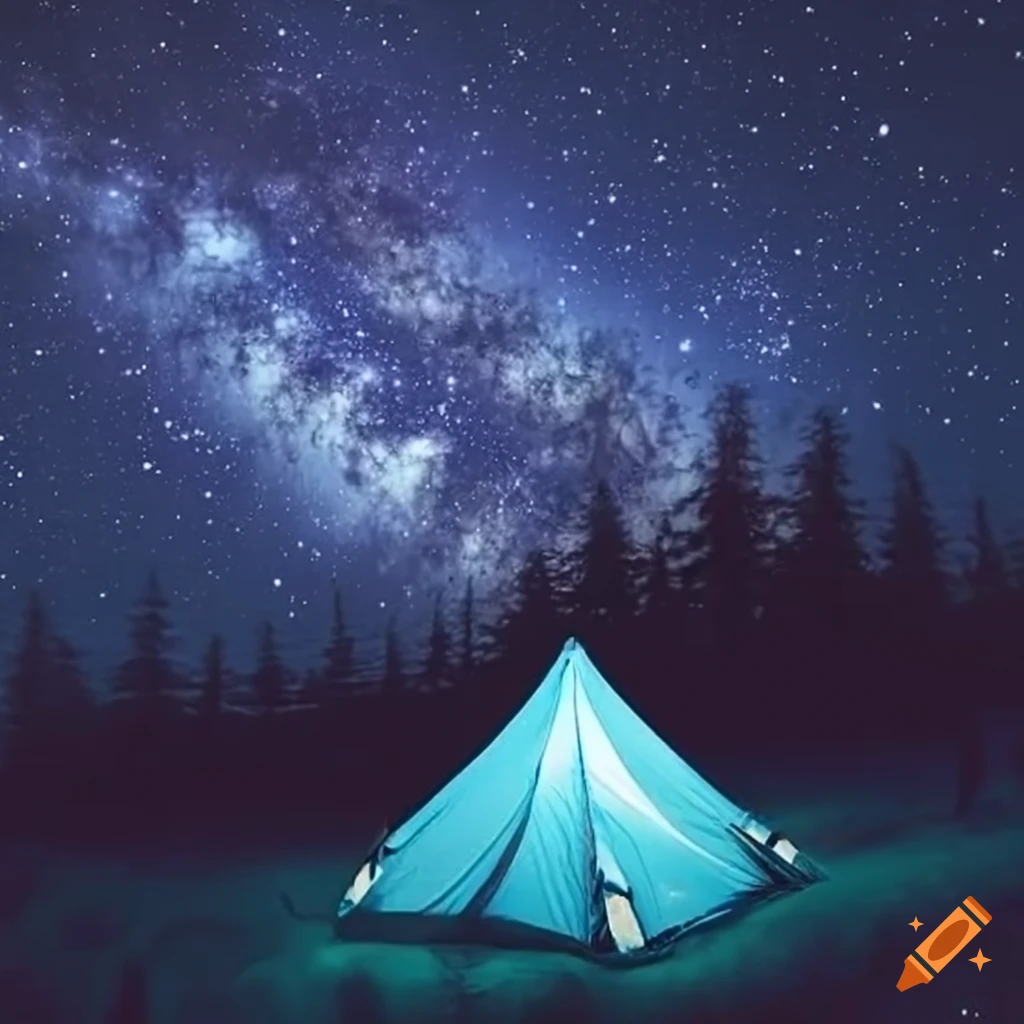 camping under the starry night sky